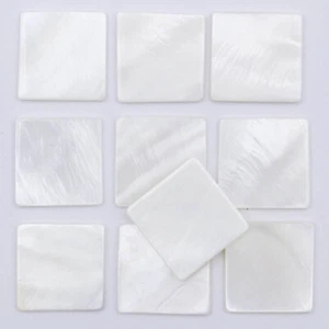 10 PCS  20mm  White Shell Brick  Square Mosaic Mother of Pearl No Hole Tile - Picture 1 of 4