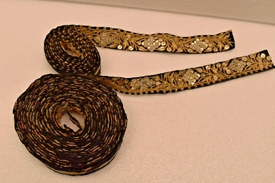 De colección Parsi Gara Encaje Hilo Plateado Borde Borde Borde Sari Núcleo Textil"3 Foto 1 de 4