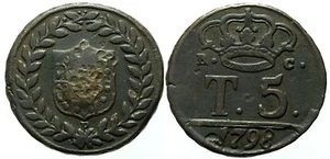Napoli - Ferdinando IV di Borbone - 5 Tornesi 1798 Ae g.13,3 - Mir392/2 - Picture 1 of 1