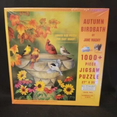 OTOÑO BIRDBATH 1000+ PIEZAS ROMPECABEZAS por SUNSOUT ~ NUEVO Y SELLADO Foto 1 de 4