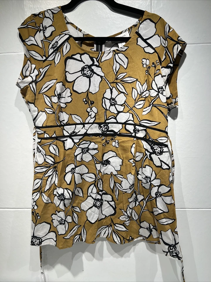 Motherhood Maternity yellow Floral Maternity Top shirt sleeve shirt medium - Image 1 of 4