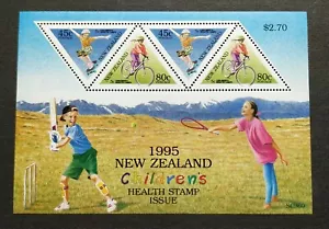 1995 New Zealand Children Health Sports Games Tennis Cricket Cycling MS Mint NH - Picture 1 of 2