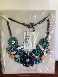 New Turquoise Blue Amrita Singh Flowered Statement Necklace