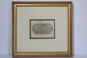 ORIGINAL ANTIQUE c.1590 TOMASO PORCACCHI WORLD MAP HAND COLORED NICELY FRAMED - Picture 1 of 16