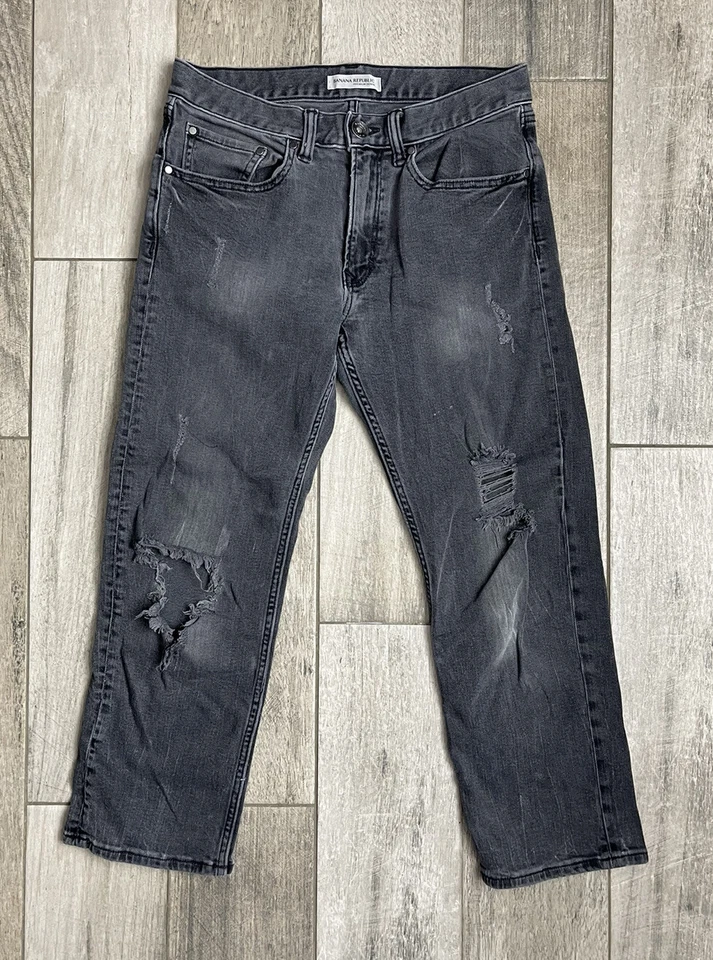 Banana Republic Vintage Boyfriend Jeans Women 27 / 4 Short Grey Distressed 30X24 - Image 1 of 4