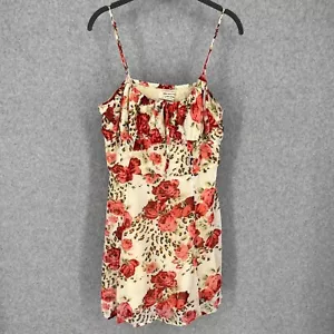 Urban Outfitters Women Kamaryn Mini Dress Size L Floral Red Cream Ruched Y2K NEW - Picture 1 of 14