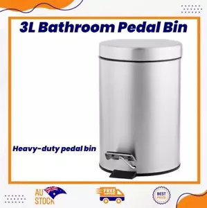 Bathroom Pedal Bin 3L Rubbish Waste Trash Can Bin Compact Bedroom Bath Office - Picture 1 of 5