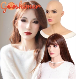 Silikon Weibliche Gesichtsmaske Crossdresser Realistische Kopfmaske für Frauen für Cosplay - Bild 1 von 28