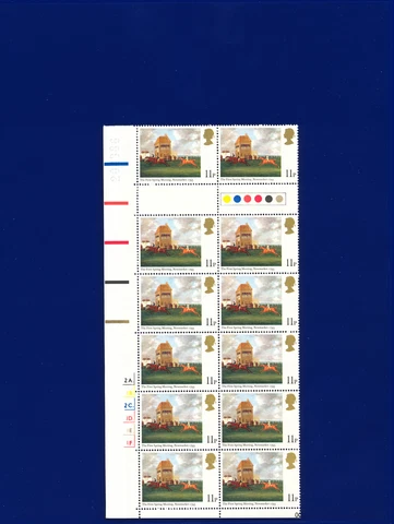 1979 SG1089 11p Horse Racing W417 TL Gutter Cylinder Block (12) MNH UMM lbbm Cover