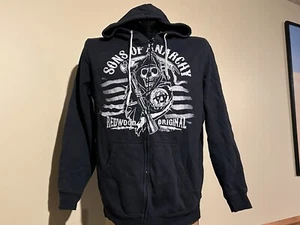 SONS OF ANARCHY official Large zip-up hoodie black jacket biker road gear SAMCRO - Picture 1 of 12