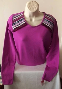 Xhilaration Top donna manica lunga XL (14-16) nuovo con etichetta viola ricamato - Foto 1 di 2
