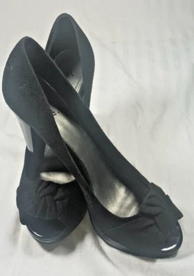 Zapatos de vestir Fioni para mujer negros punta abierta talla 7,5 zapatos de salón tacón de 3,75" Foto 1 de 4