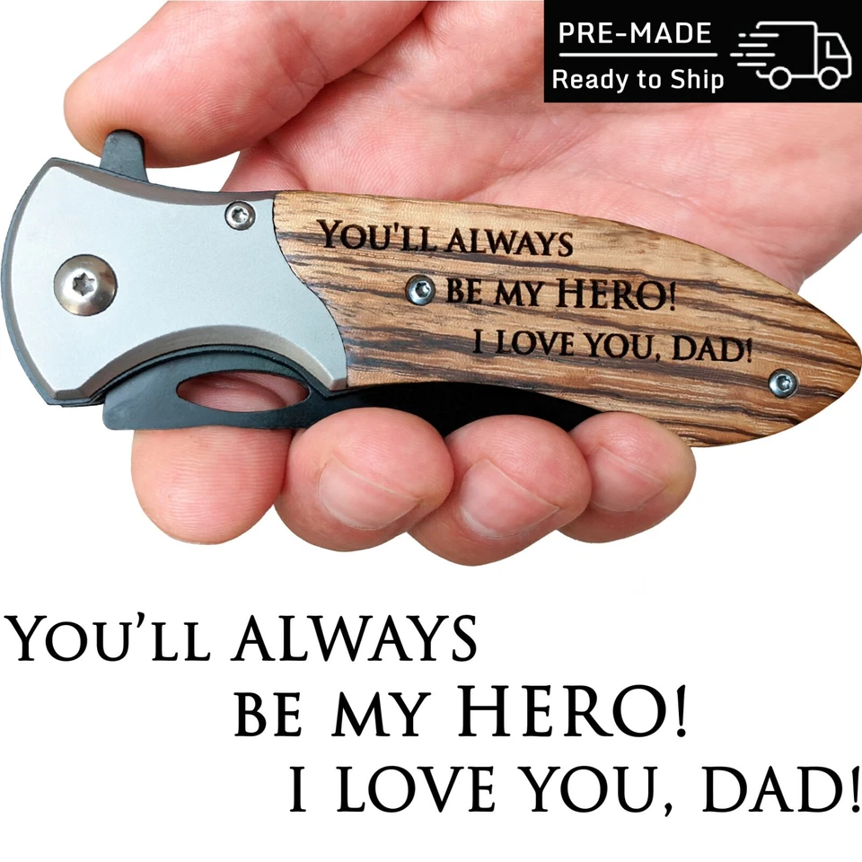 Father's Day Gift from Daughter or Son - Engraved Pocket Knife for Beloved Dad  - Image 1 of 4