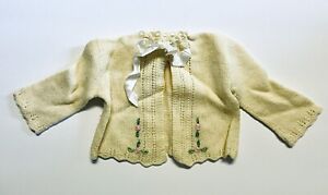 Vintage Toddler Baby Sweater + Hat Handmade Yellow Flowers Crocheted