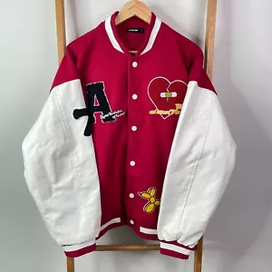Aelfric Eden Varsity Jacket Mens Large Red Snap Button Embroidered Streetwear - Picture 1 of 11