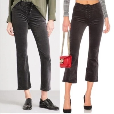 NUEVO CON ETIQUETAS AG Adriano Goldschmied Jodi Crop Acampanado Cordones Terciopelo Rico Mercurio Pantalones 31 Foto 1 de 4