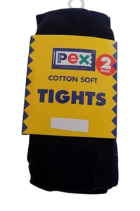 Pex Cotton Soft Sunset 2 Pair's Girl's Tights Colour Navy - Picture 1 of 1