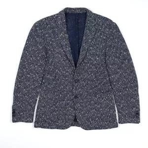 Hugo Boss Blazer Jacket 38R 48 Slim Sports Coat Chunky Knit Mesh Nold Navy Blue - Picture 1 of 20