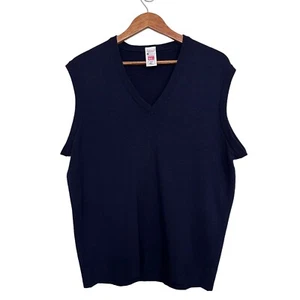 St. Michael Men’s Sz 44 Navy Blue Lambswool Vee Neck Sweater Vest - Bild 1 von 5