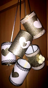 5 Stck. Luxus Hochzeit Auto Blechdosen Gold Weiß Hochzeit Zubehör Geschenk Dekoration - Bild 1 von 4