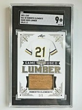 2021 Leaf Lumber Gold #82 Roberto Clemente Jumbo Bat Relic #1/1  SGC MINT 9