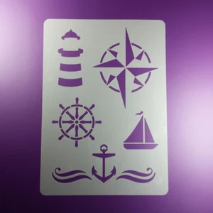 A3 Schablone Leuchtturm Anker Steuerrad Kompassrose Segelboot Maritim - BA355 - Bild 1 von 2