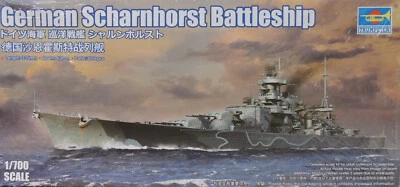 WWII GERMAN SCHARNHORST TRUMPETER 1:700 PLASTIC MODEL SHIP KIT - Image 1 of 3