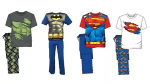 Pigiama Uomo Personaggio 100% Cotone Manica Corta T Shirt Fondo Lungo Superman - Foto 1 di 7