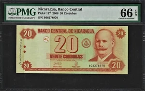 Nicaragua 2006 20 Cordobas P-197 PMG 66 Uncirculated Graded Banknote - Picture 1 of 2