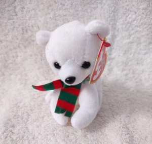Ty Baby Beanies Alpine Polar Bear Christmas Ornament 3 3/4" From 2009 - Picture 1 of 4