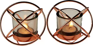 Geometric Rose Gold Tea Light Candle Holders (Set of 2) - Picture 1 of 1