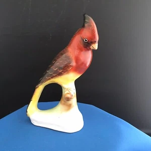 Rostige rote handbemalte Porzellan Kardinal auf einem Zweig Figur (Mitte des 20. Jahrhunderts) - Bild 1 von 15