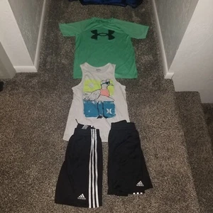 Boys Clothes Lot Medium Athletic Outfits Shorts Tops Athletic Sports Tops 10/12 - Picture 1 of 3