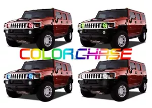 Color Chasing LED Headlight Flow Halo kit for Hummer H2 03-09 - Foto 1 di 10