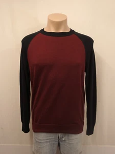 THE GUESTLIST KARIM GUEST Sweater 100% Baumwolle Gr. M Pullover Weinrot Schwarz - Bild 1 von 7