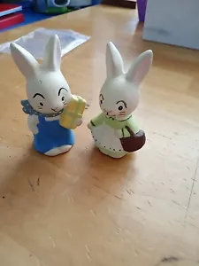 Mr. & Mrs. Bunny Rabbit 3.5 Inches Hand painted Ceramic - Picture 1 of 5