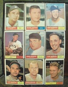 1961 Topps Baseball Karten Lot 9 #37,53,56,258,259,272,275,277 &281 Low/Med Con - Bild 1 von 6
