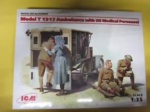 ICM 35662 FORD MODELO T 1917 Ambulancia con kit de figuras médicas de Estados Unidos 1/35 sin usar, en caja - Imagen 1 de 2