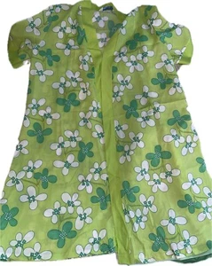 Top Kimono Abierto De Colección Cubre Años 70 Natación Pop Floral Margarita Verde Neón Blanco Sears M - Imagen 1 de 13