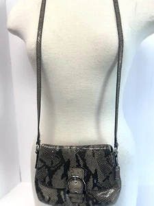 Coach Snakeskin Python Embossed Leather Buckle Crossbody HandBag- Read 7” x 9” - Picture 1 of 13