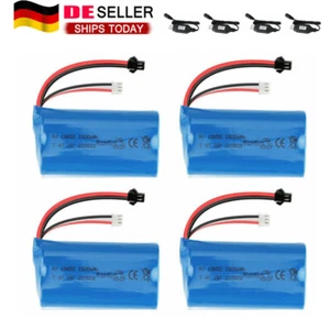 4x 1500mAh 7,4V Akku Batterie 15C SM Stecker mit USB Ladekabel für RC Auto Boot - Bild 1 von 8