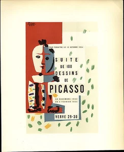1959 Mini Poster Lithograph ORIG Print Pablo Picasso Suite De 180 Dessins - Picture 1 of 1