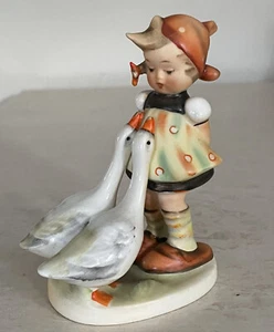 Vintage 1950-1955 Hummel Figurine #47 GOOSE GIRL 4.25” TMK-2 Full Bee / Germany - Picture 1 of 11