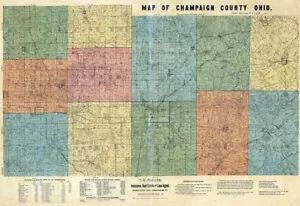 1894 Farm Line Map of Champaign County Ohio Urbana City - Picture 1 of 2