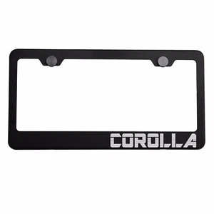 Marco de matrícula negro mate plateado COROLLA tapa de rosca de metal grabado con láser - Imagen 1 de 8
