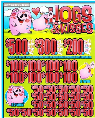 Cerdos y besos - Boleto tarro - Boleto Pull Tab - Imagen 1 de 3