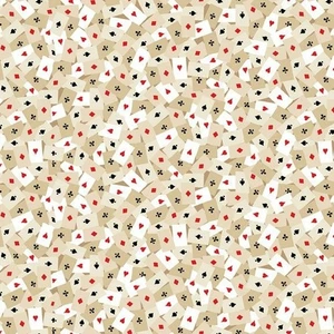 Full House  Cotton Fabric Playing Cards Marcus Sold By The Yard  - Picture 1 of 3