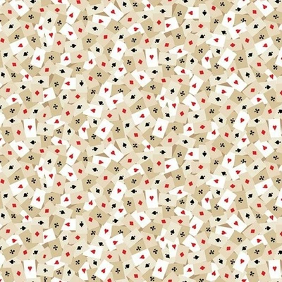 Full House  Cotton Fabric Playing Cards Marcus Sold By The Yard  - Image 1 of 3