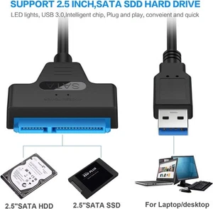 SATA to USB Cable EYOOLD USB 3.0 to SATA III Hard Drive Adapter Converter for... - Afbeelding 1 van 9