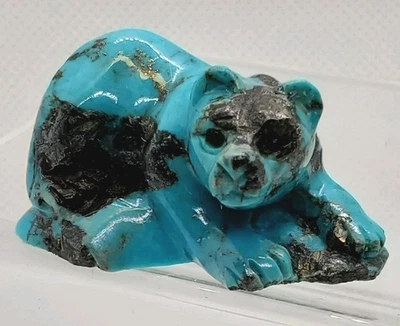 Oso fetiche tallado turquesa nativo americano Zuni Foto 1 de 4